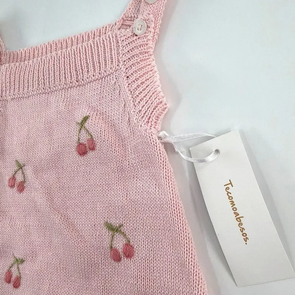 Tecomoabesos Cherry Short Knit Overall Pink Size 3M